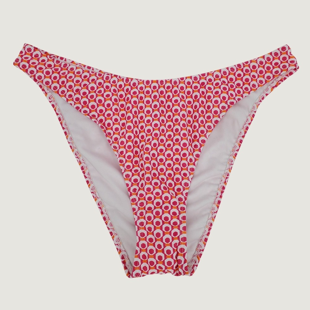 No Boundaries Sporty Geo Hipster Bikini Bottom Extra Cheeky High Leg Large Pink